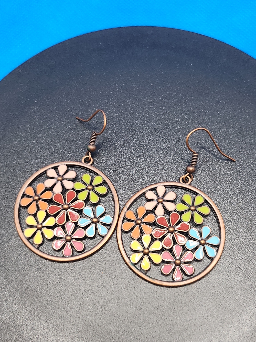 Multicolor Floral Hoop Earrings - Women Jewelry